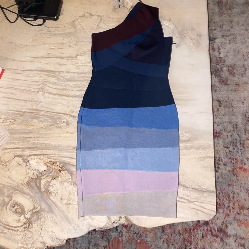 Blue Multi Color Bandage Dress